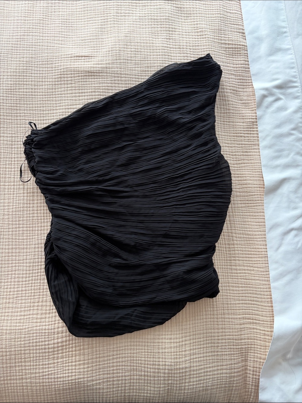 Zara Black One-Shoulder Rouched Shirt